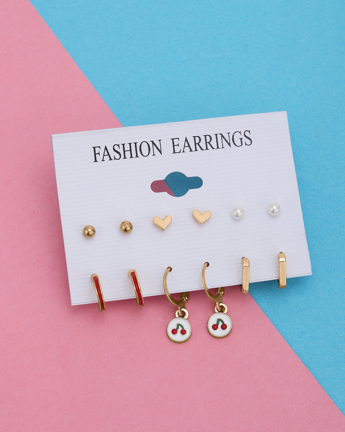 Rose Gold Plated Multipack Earring Garden Themed Set of 6 for Girls