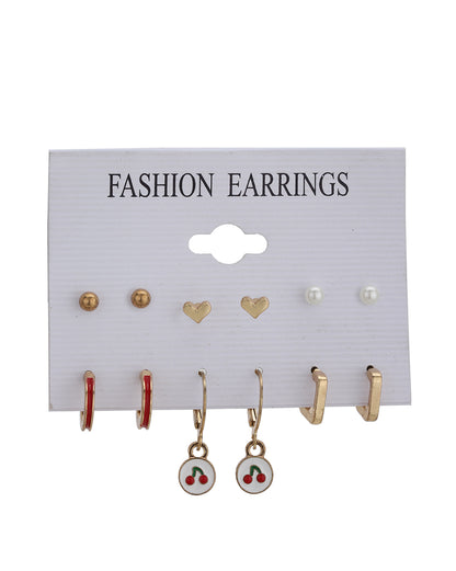 Rose Gold Plated Multipack Earring Garden Themed Set of 6 for Girls