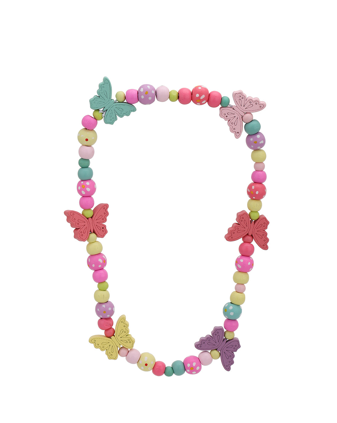 Multi Colour DIY Wooden Beaded and Butterfly Kids Jewellery Set for Girl