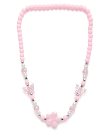 Pink Color Beaded Garden themed Kids Jewellery Set for Girl