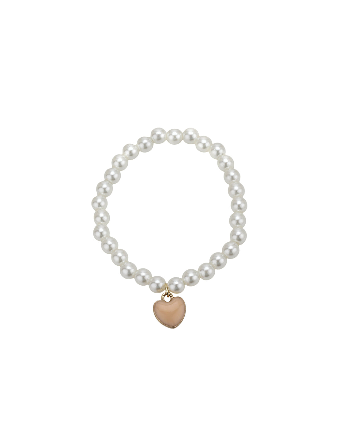 Gold Plated Pearl and Enamel Dangling Heart Jewellery Set for Girl