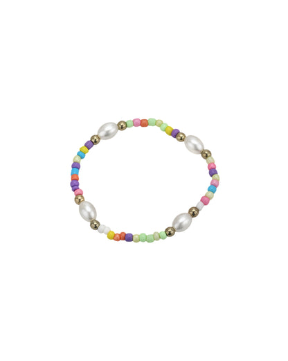 Gold Plated Colorful Beads Pearl and Dangling Bow Enamel Jewellery Set for Girl