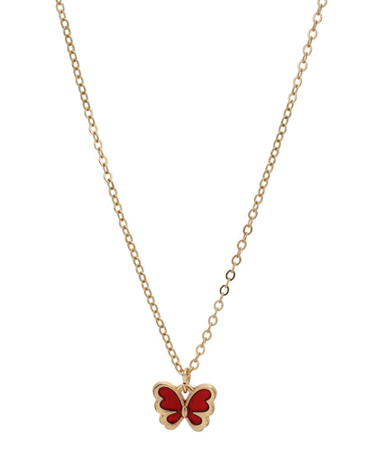 Rose Gold Plated Pearl Red Shell Butterfly Jewellery Set for Girl