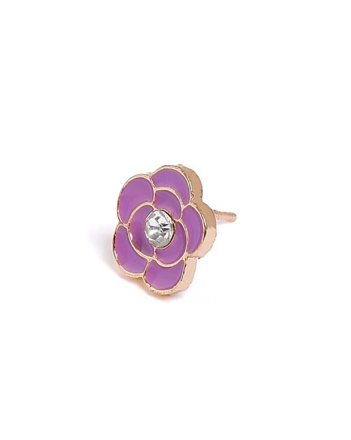 Rose Gold Plated CZ Purple Floral Enamel Jewellery Set for Girl