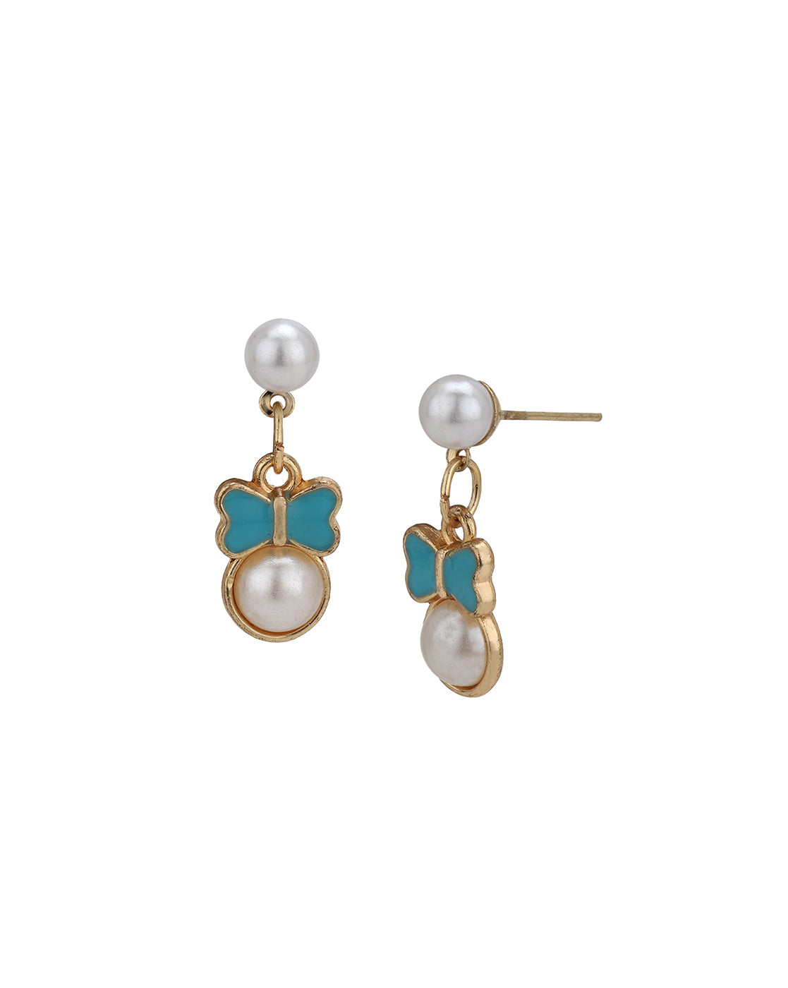 Rose Gold Plated Pearl and Butterfly Bow Enamel Fancy Jewellery Set for Girl