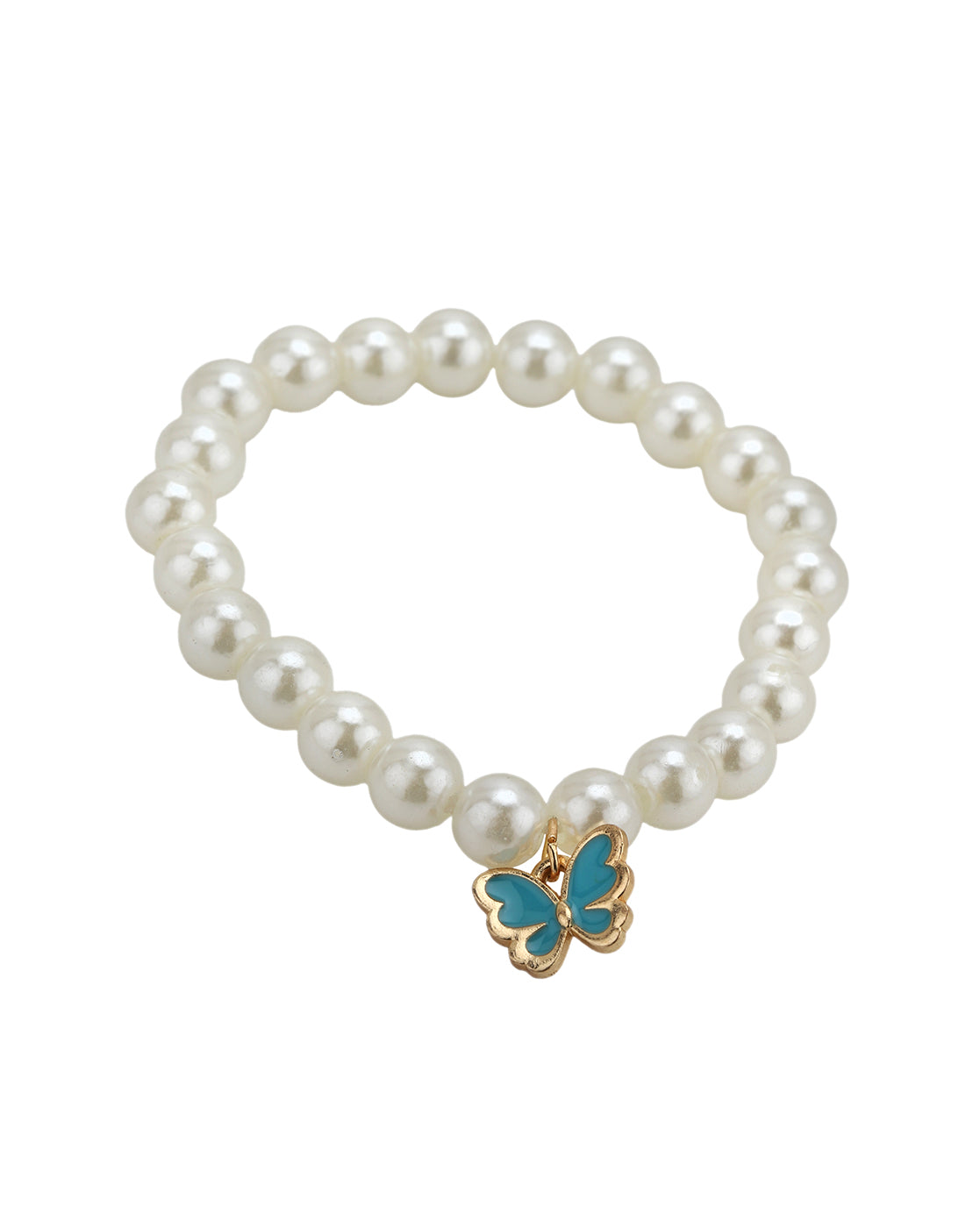 Rose Gold Plated Pearl and Butterfly Bow Enamel Fancy Jewellery Set for Girl