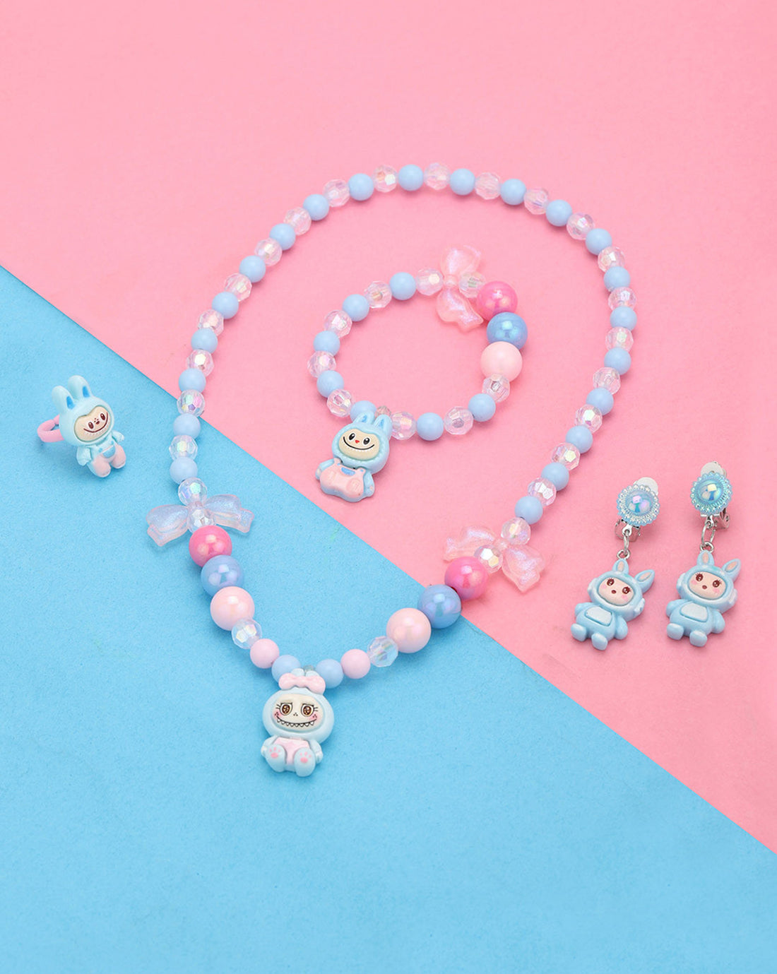 Multicolour Silver Plated Jewellery Set for Girl