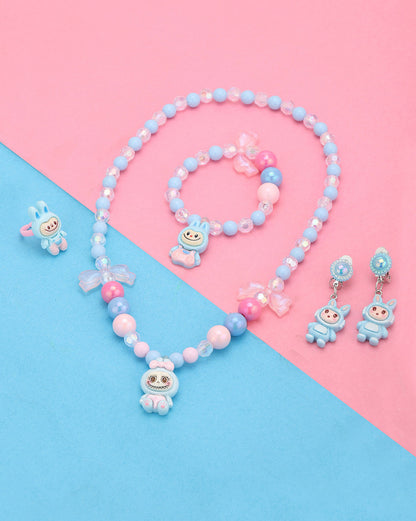 Multicolour Silver Plated Jewellery Set for Girl