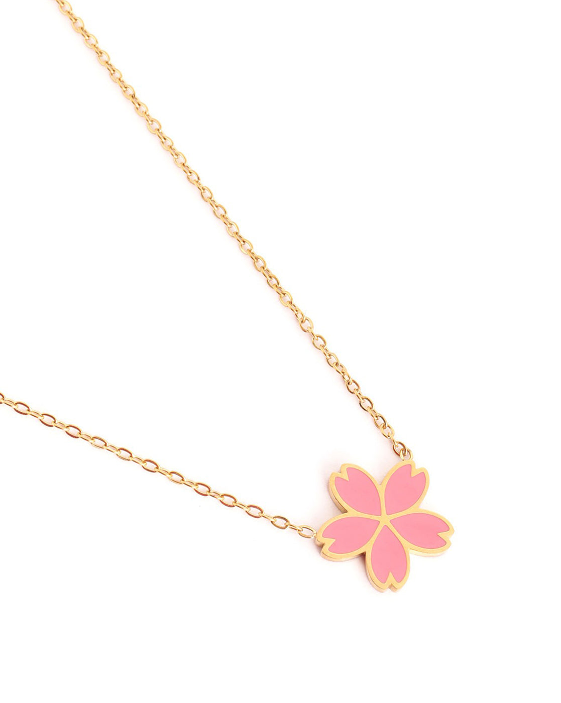 Girls 18kt Gold Plated Enamel Floral Necklace and Earring Set