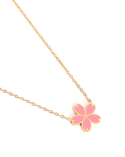 Girls 18kt Gold Plated Enamel Floral Necklace and Earring Set