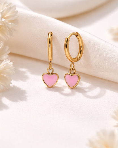 Girl 18kt Gold Plated Enamel Heart Hoop Earring