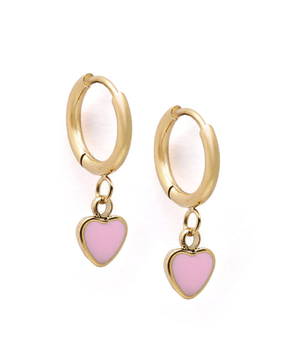 Girl 18kt Gold Plated Enamel Heart Hoop Earring