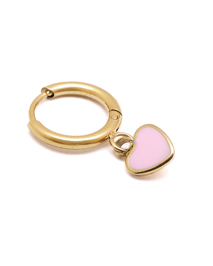 Girl 18kt Gold Plated Enamel Heart Hoop Earring