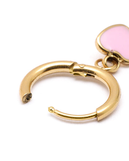 Girl 18kt Gold Plated Enamel Heart Hoop Earring