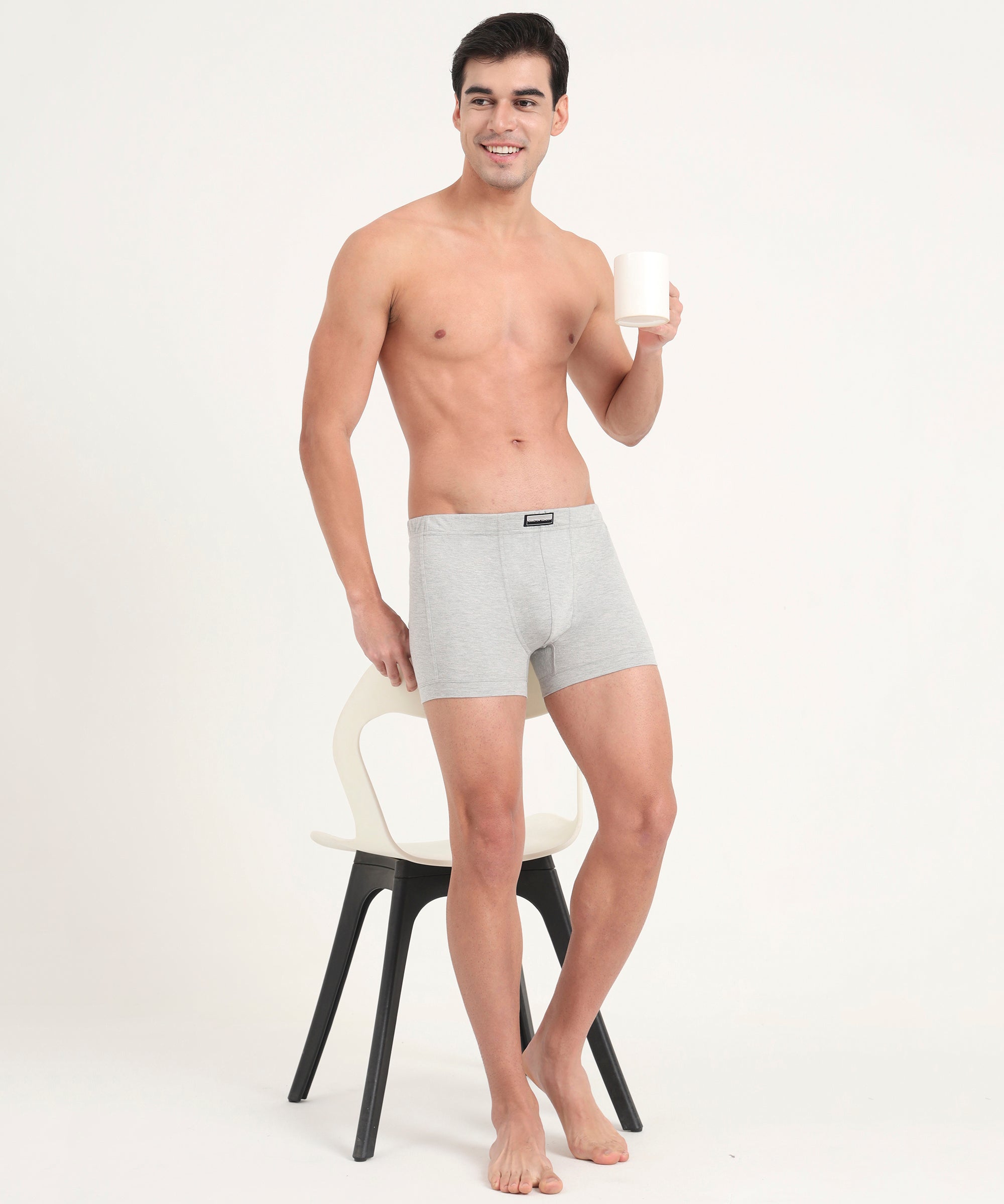 Trunk GREY MELG Pack of 5  Cotton Spandex Fabric with Classic Fit Style 001