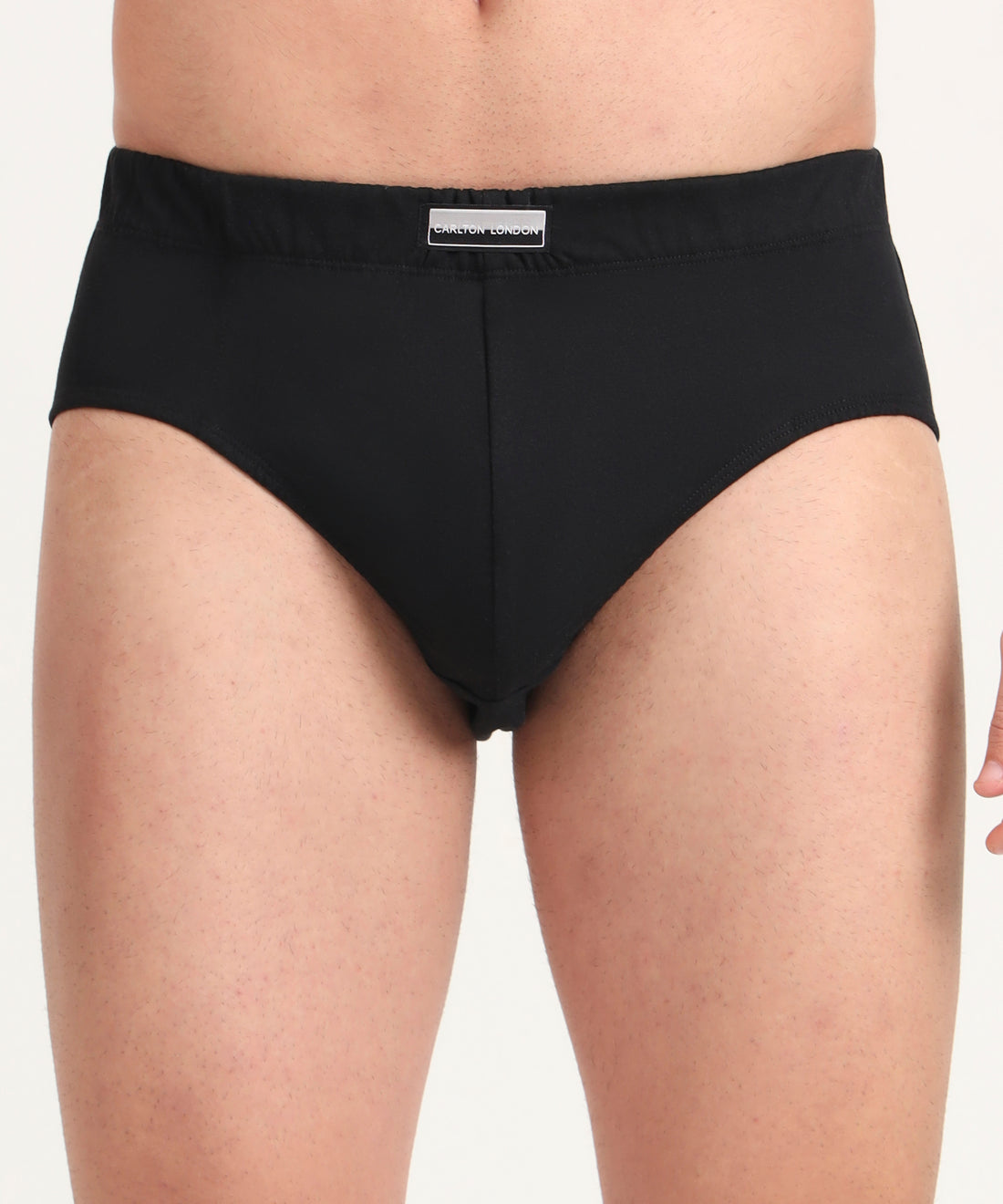 Brief Black Pack of 5  Cotton Spandex Fabric with Classic Fit Style 001