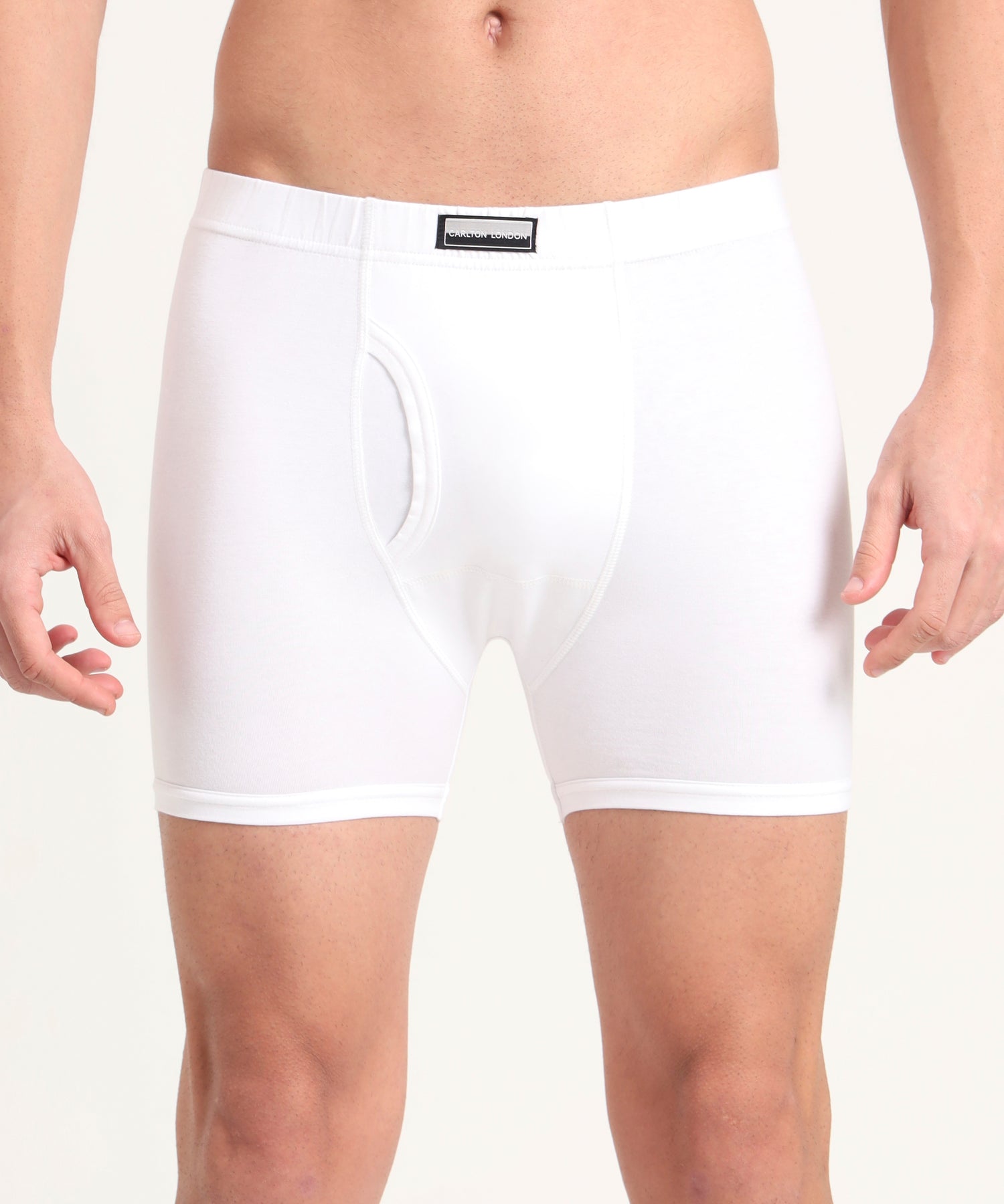 Boxer Brief White Pack of 5  Cotton Spandex Fabric with Classic Fit Style 001