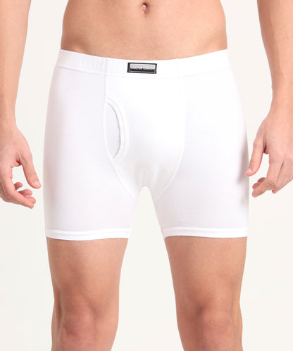 Boxer Brief White Pack of 5  Cotton Spandex Fabric with Classic Fit Style 001