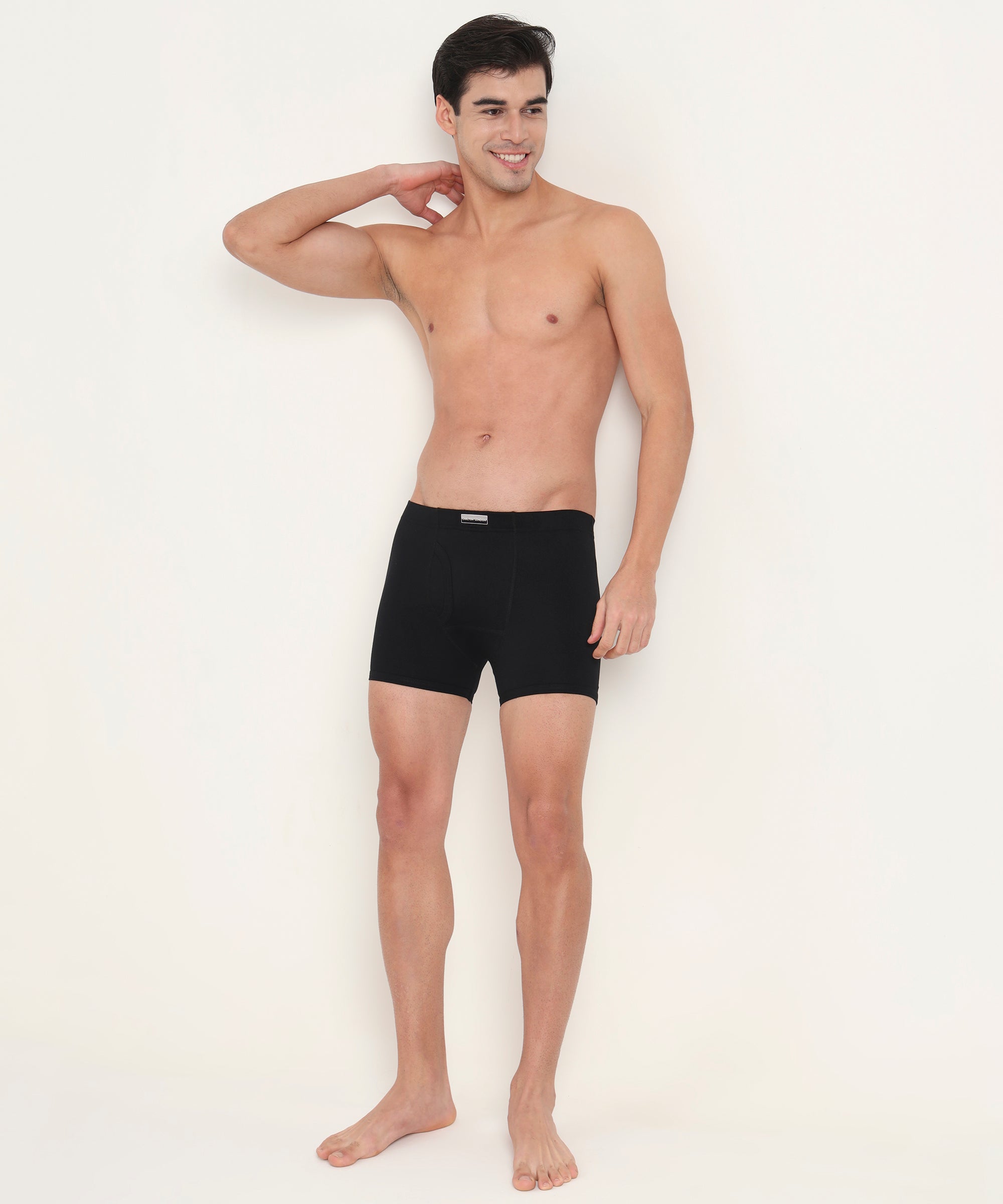 Boxer Brief Black Pack of 5  Cotton Spandex Fabric with Classic Fit Style 001