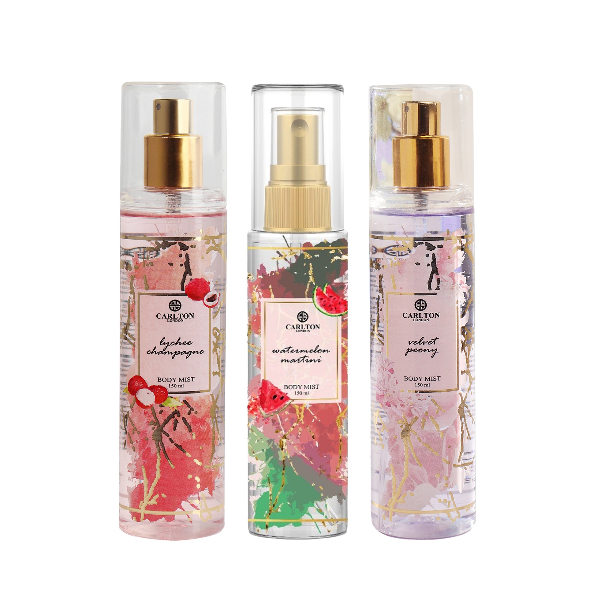 Lychee Watermelon Velvet Body Mist Combo Pack Of 3 - 150Ml Each