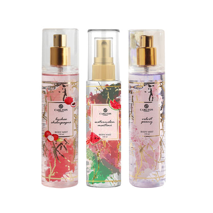 Lychee Watermelon Velvet Body Mist Combo Pack Of 3 - 150Ml Each