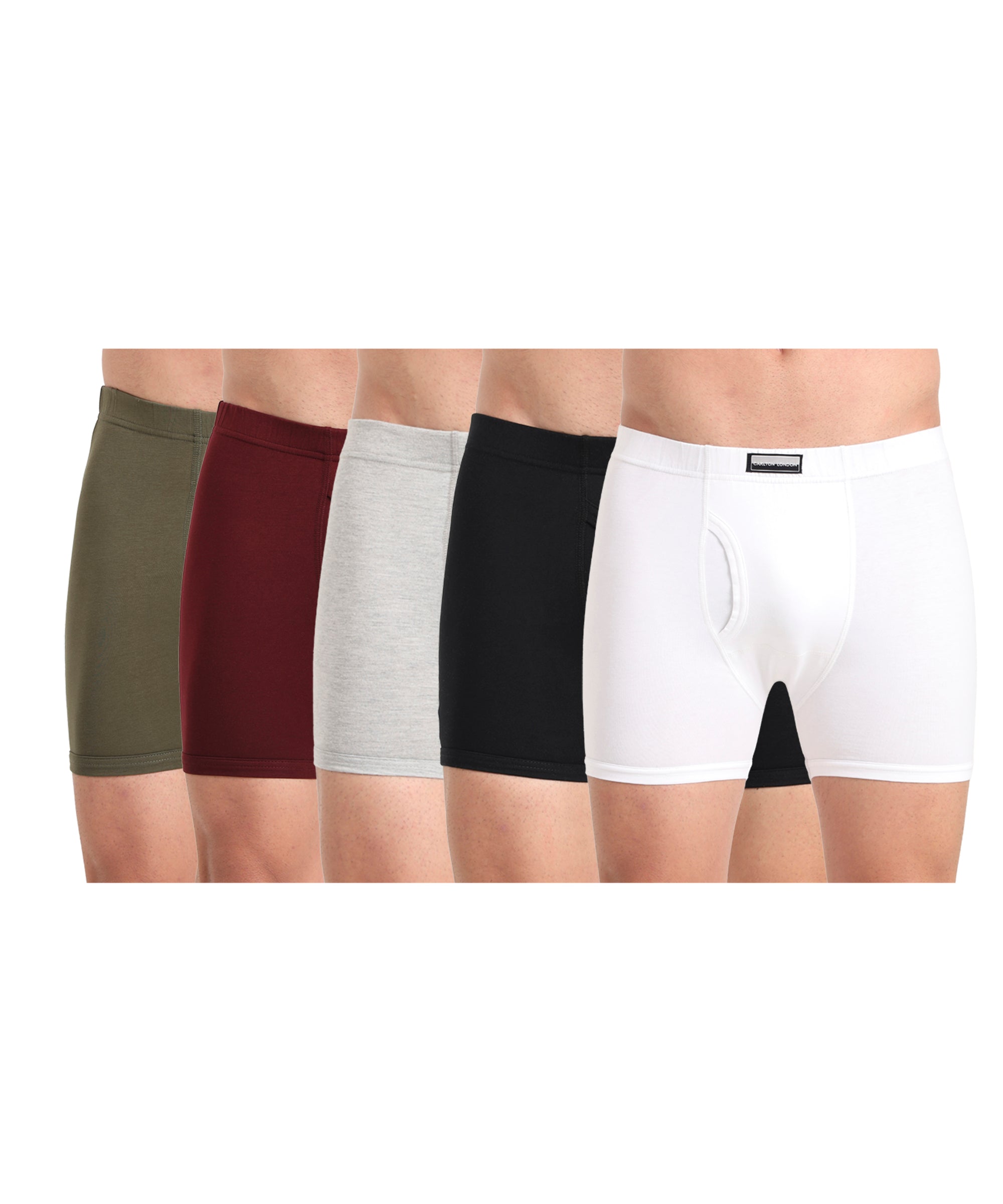 Boxer Brief Assorted Pack of 5  Cotton Spandex Fabric with Classic Fit Style 001