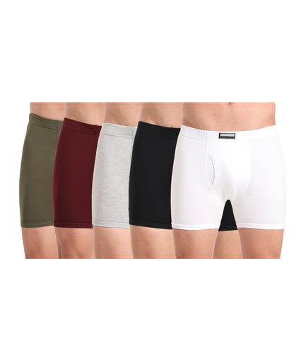 Boxer Brief Assorted Pack of 5  Cotton Spandex Fabric with Classic Fit Style 001
