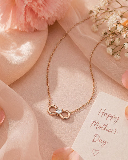 18kt Rose Gold Plated CZ Infinity &amp; Heart Necklace