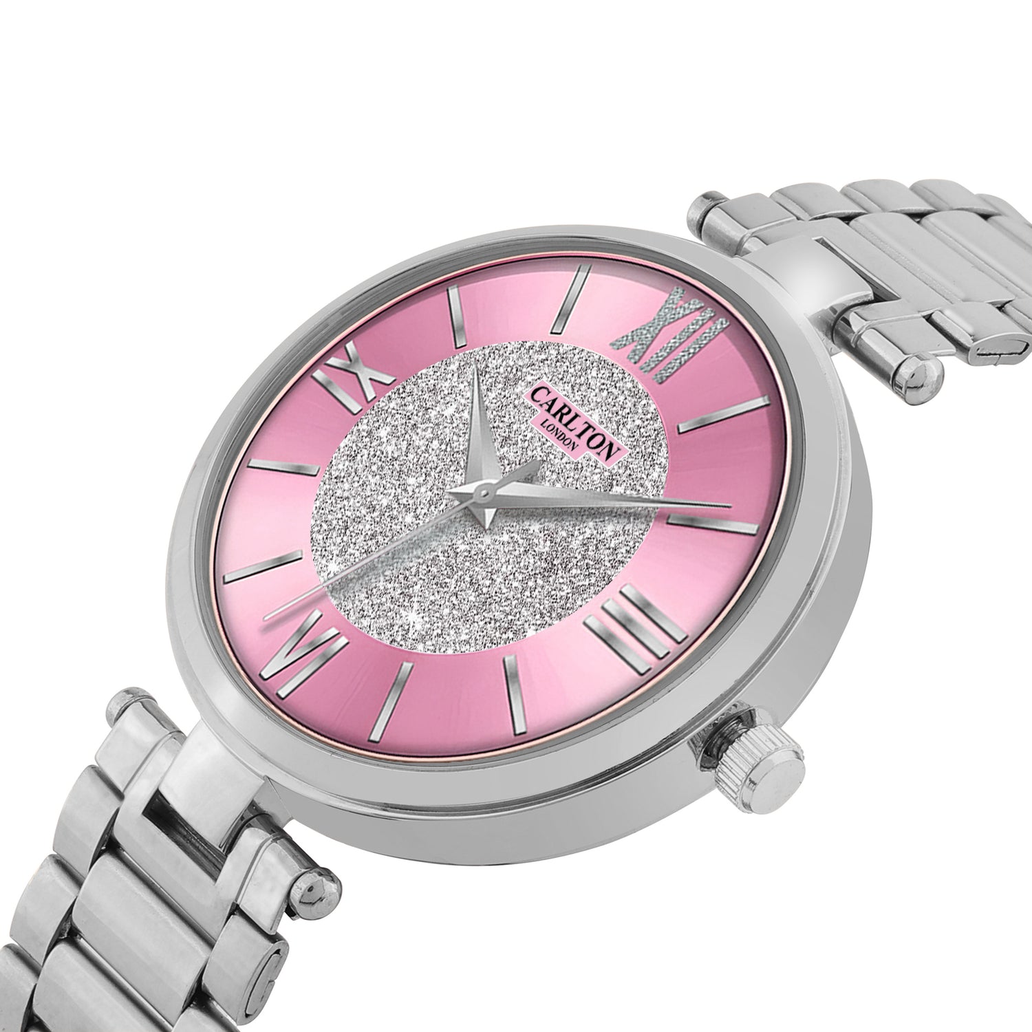 Carlton London Women Sabrina Silver/Pink Analog Watch - CLSPNK