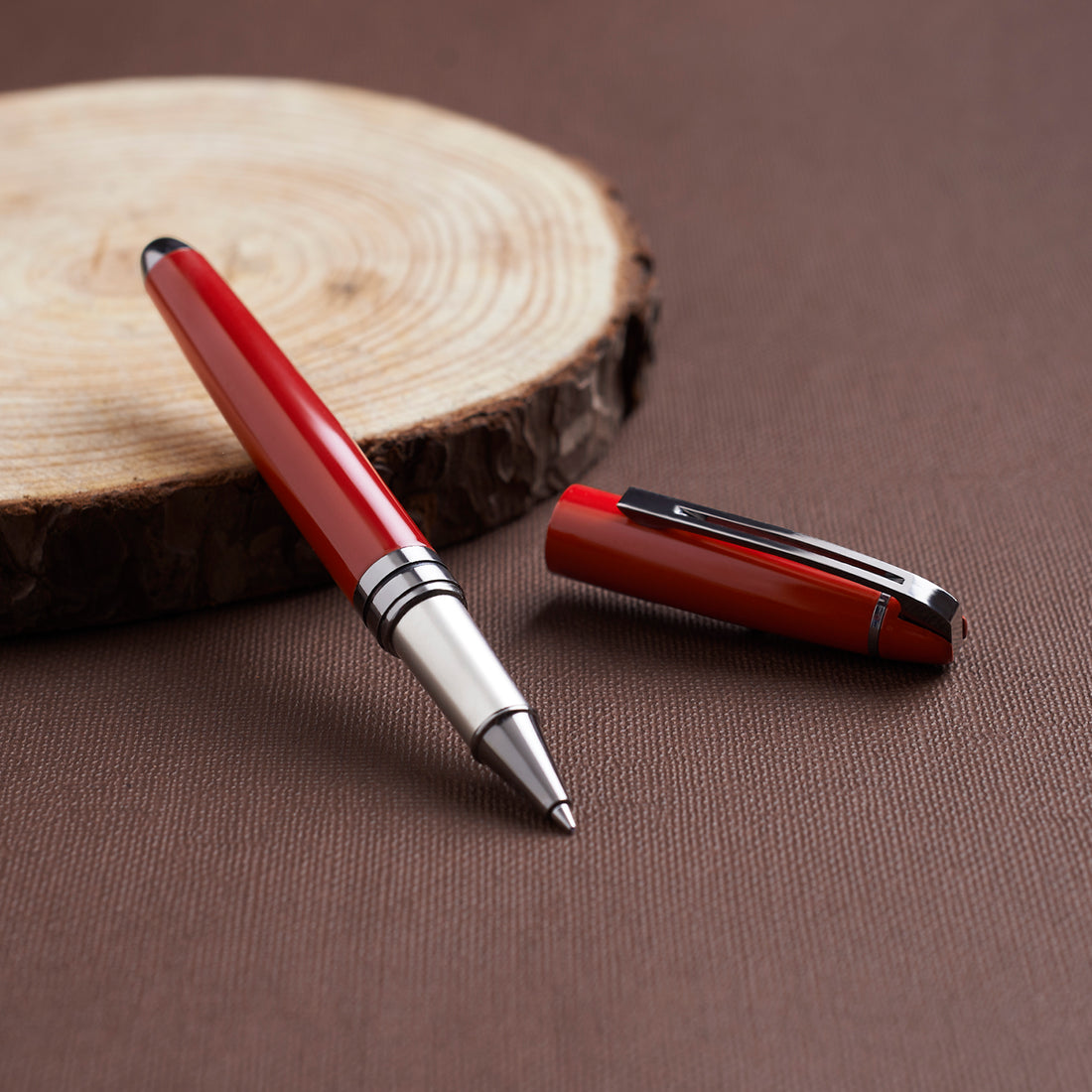 Carlton London Red Gun Metal Pen - Elegant Fusion of Style and Precision