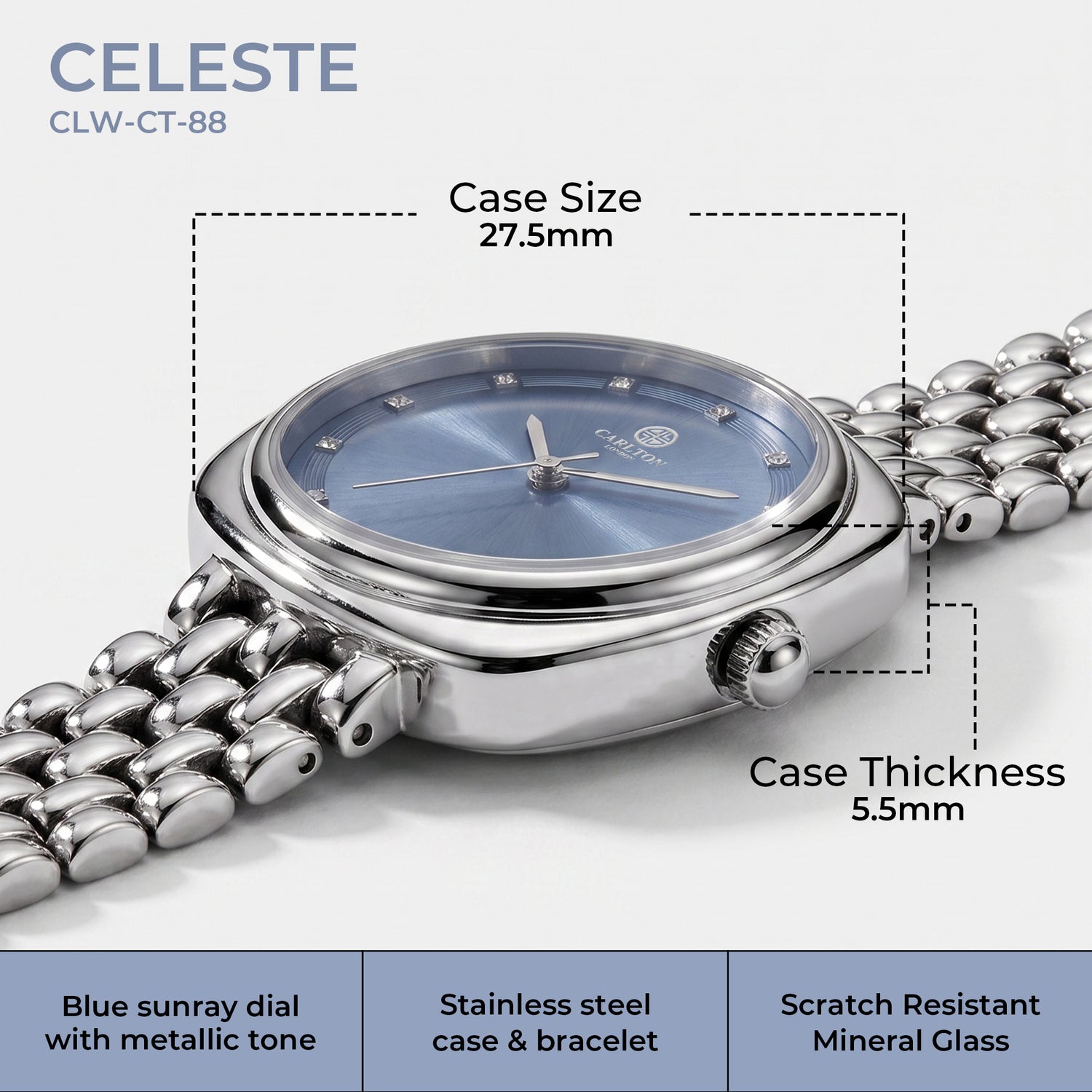 Celeste Blue Dial Women Analog Watch -  CLW-CT-88