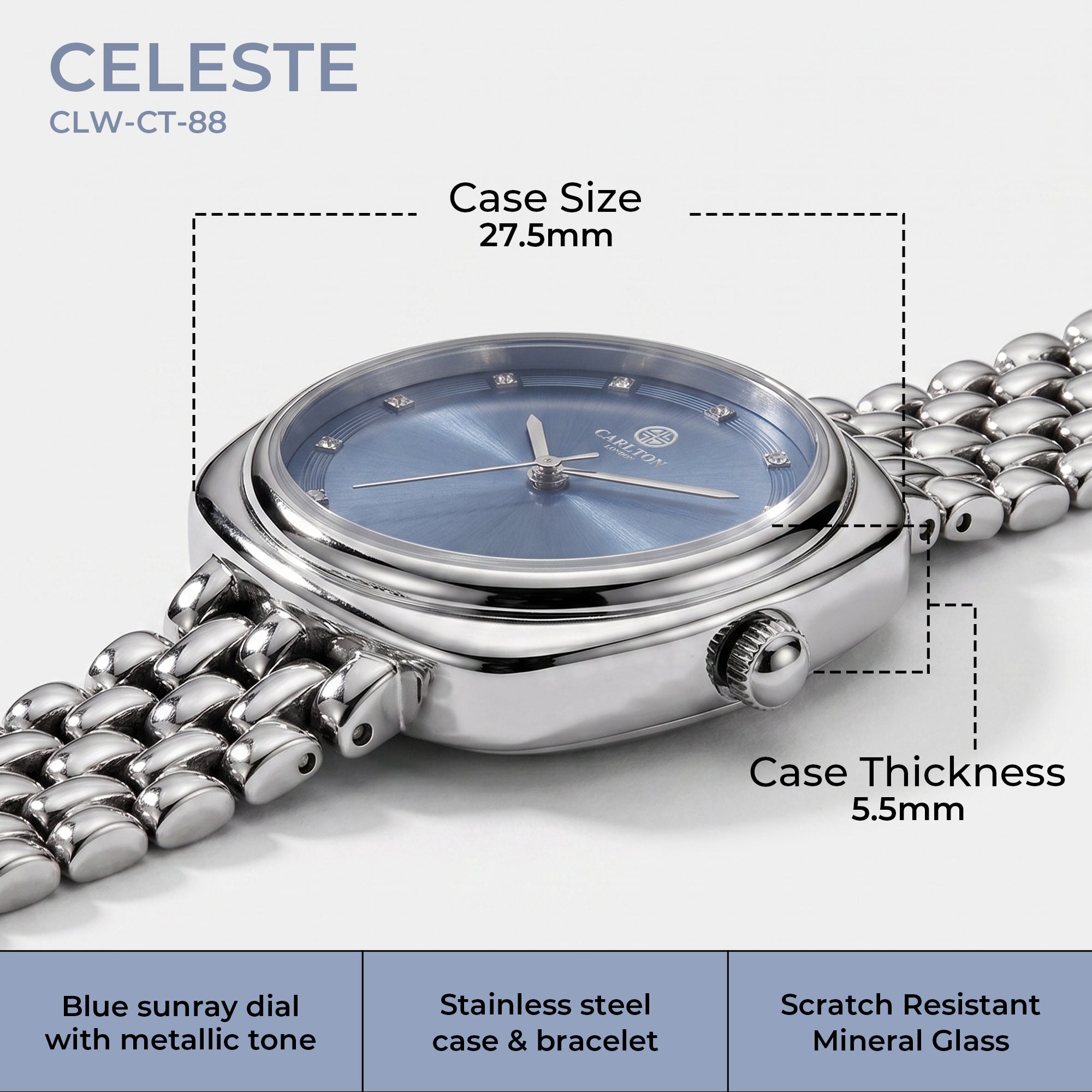 Celeste Blue Dial Women Analog Watch -  CLW-CT-88
