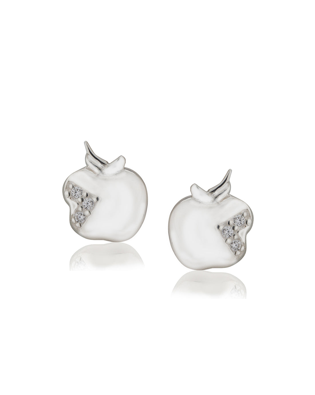 Carlton London 925 Sterling Silver Rhodium Plated Contemporary Cz Studs For Girl
