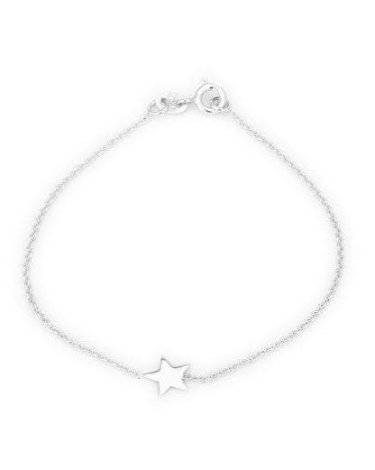 Carlton London 925 Sterling Silver Rhodium Plated With  Star Charm Bracelet