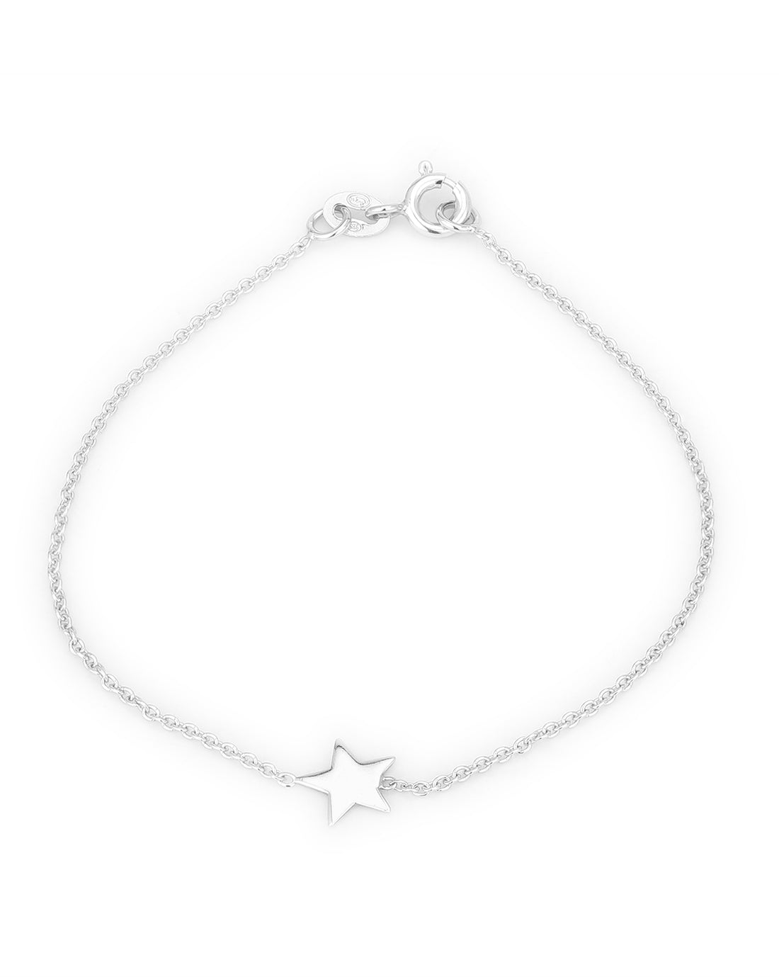 Carlton London 925 Sterling Silver Rhodium Plated With  Star Charm Bracelet