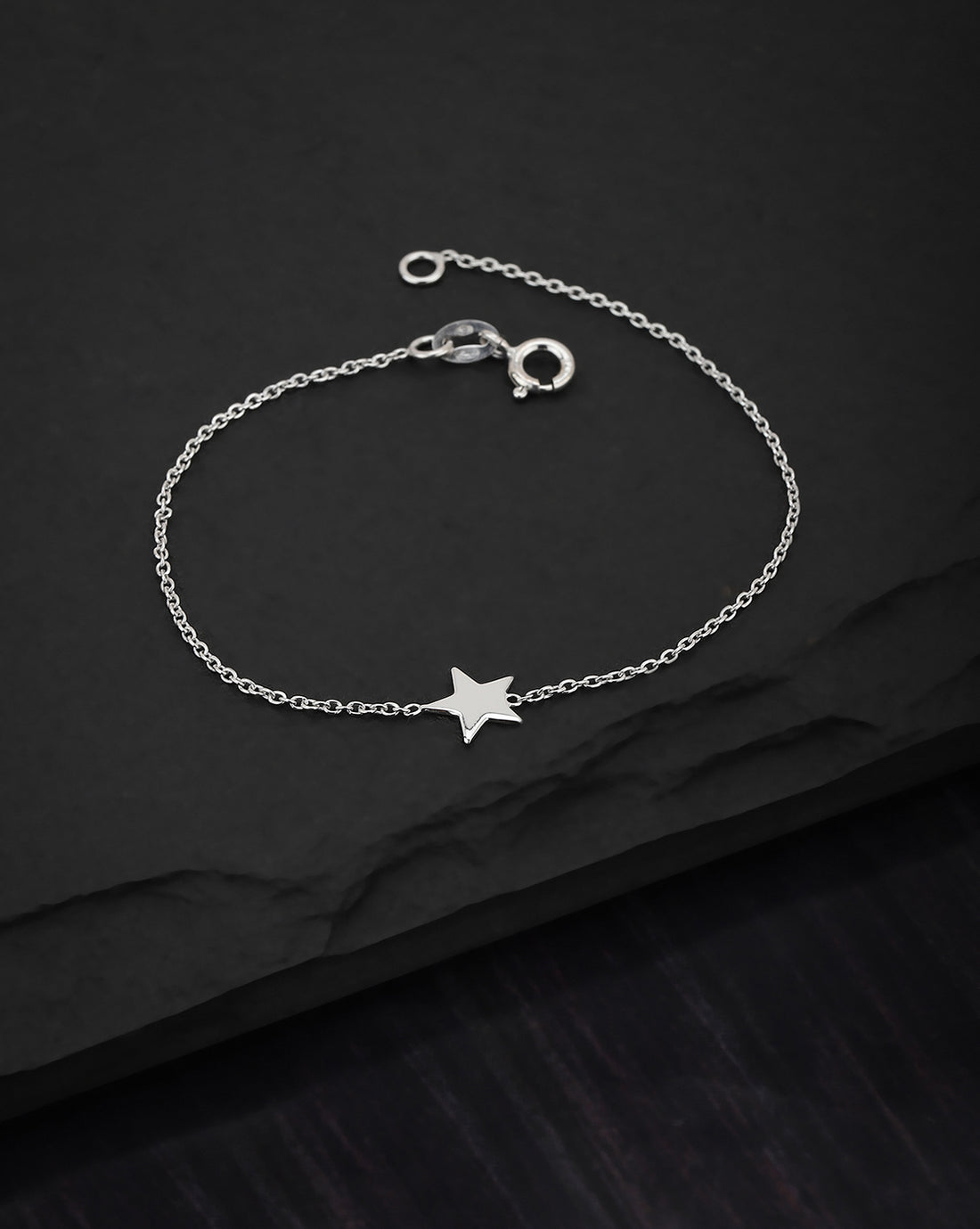 Carlton London 925 Sterling Silver Rhodium Plated with  Star Charm Bracelet