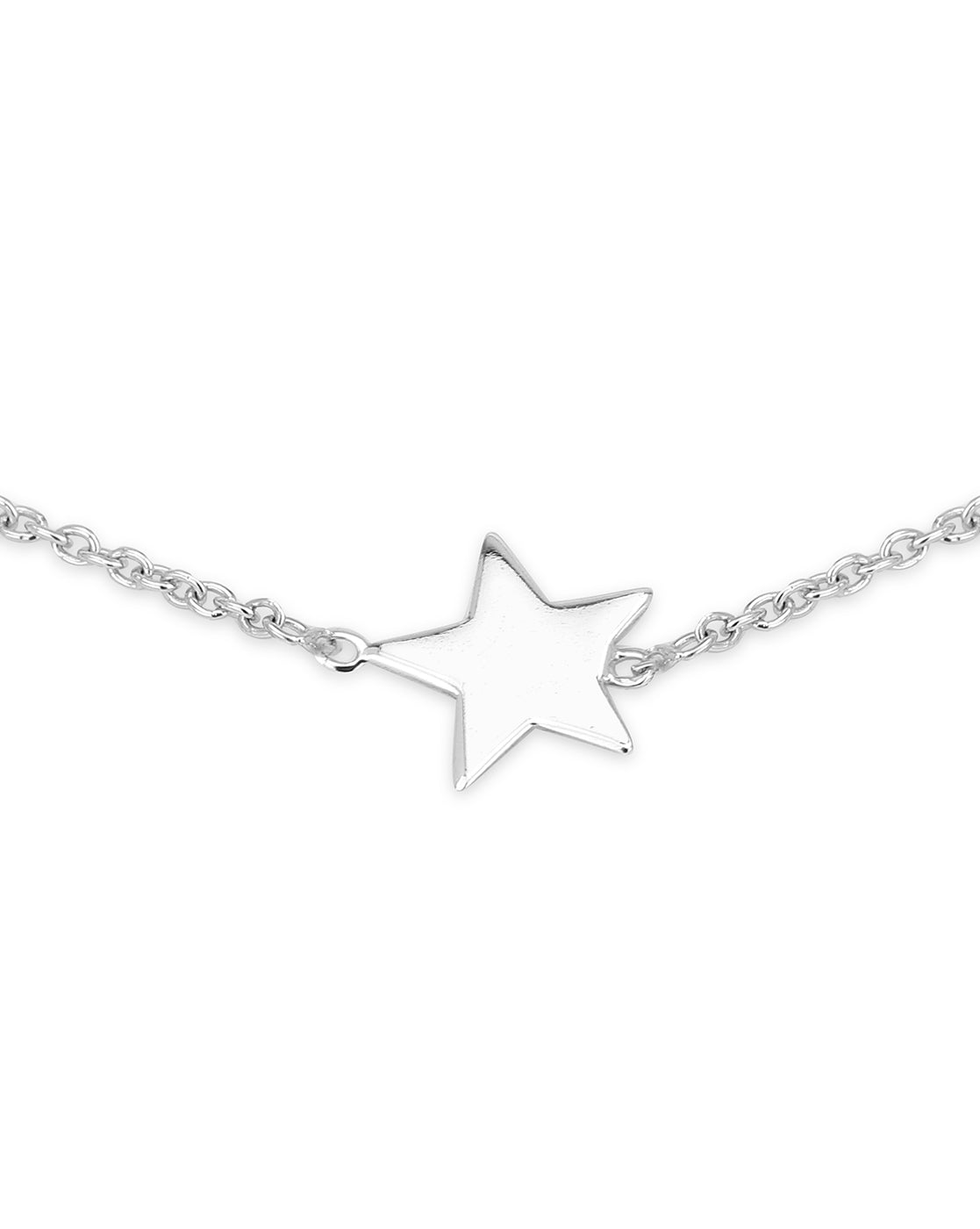 Carlton London 925 Sterling Silver Rhodium Plated With  Star Charm Bracelet