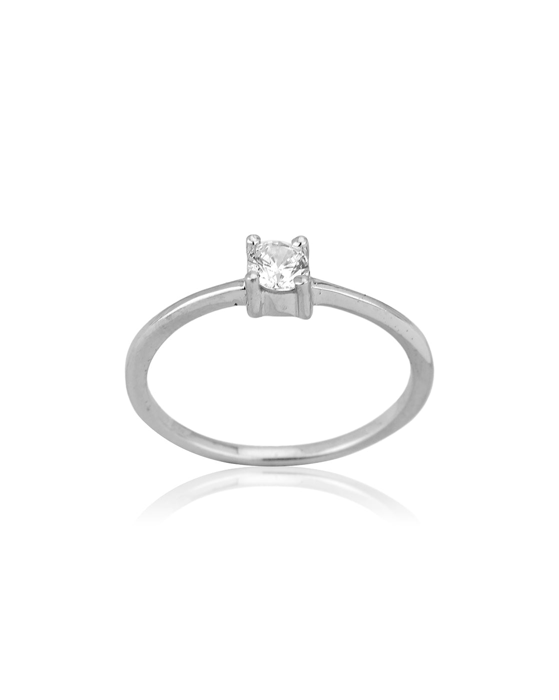 Carlton London 925 Sterling Silver Rhodium Plated Silver Toned Cz Stone Studded Finger Ring For Women