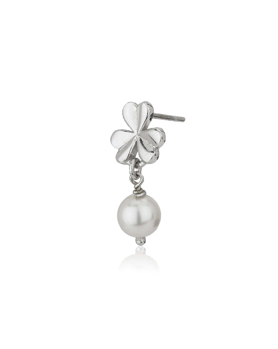 Carlton London 925 Sterling Silver Rhodium Plated White Pearl Floral Drop Earring