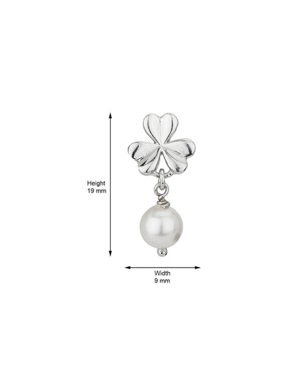 Carlton London 925 Sterling Silver Rhodium Plated White Pearl Floral Drop Earring