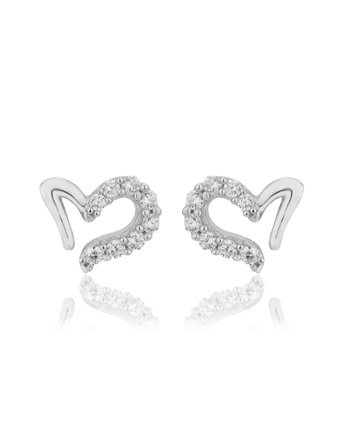 Carlton London 925 Sterling Silver Rhodium Plated Cz Stud Earring For Women