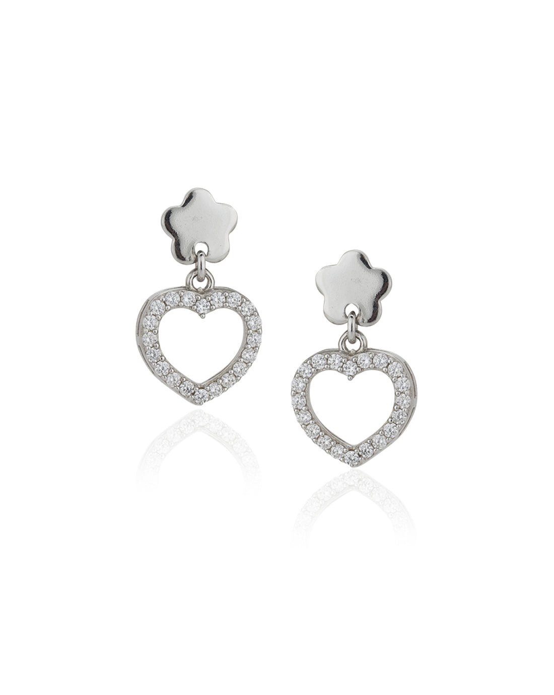Carlton London 925 Sterling Silver Rhodium Plated Cz Heart Drop Earring For Women