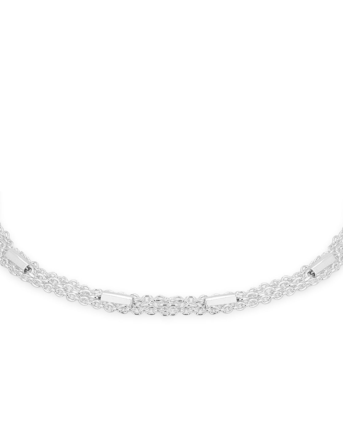 Carlton London 925 Sterling Silver Silver Rhodium Plated  Multistranded Bracelet