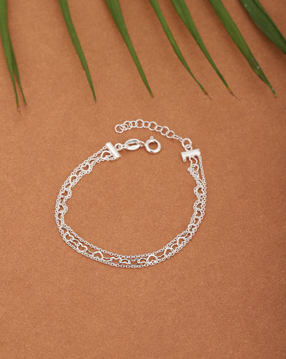 Carlton London 925 Sterling Silver Rhodium Plated Multistranded Bracelet