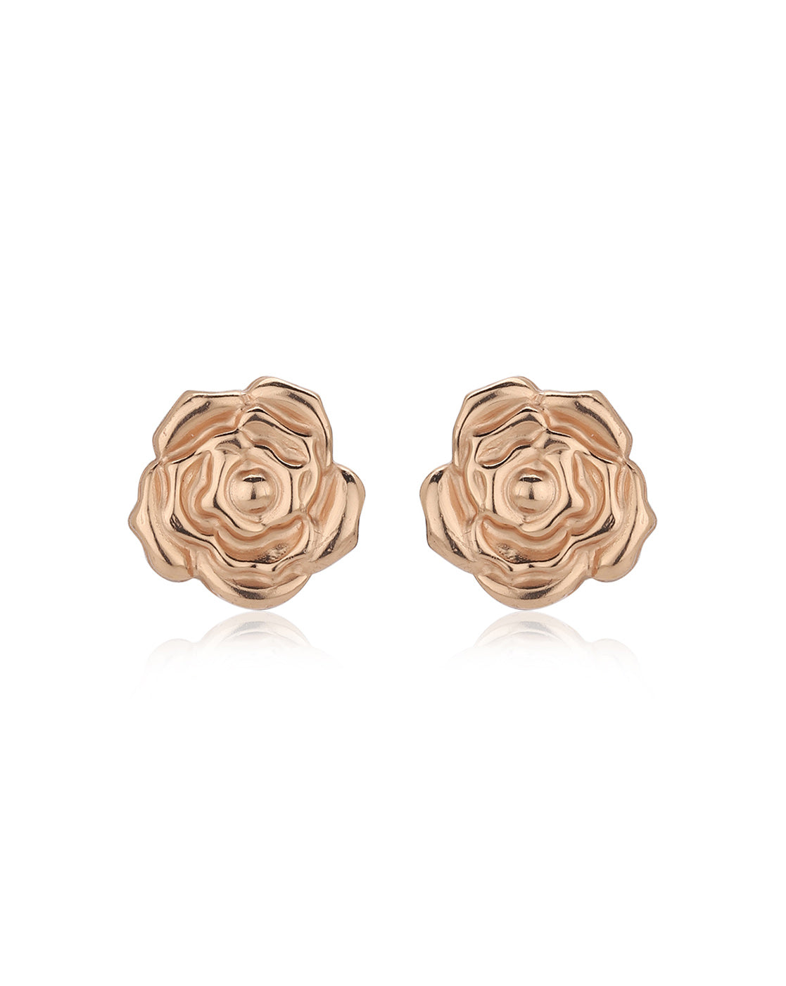 Carlton London 925 Sterling Silver Rose Gold Plated Rose Stud Earring For Women