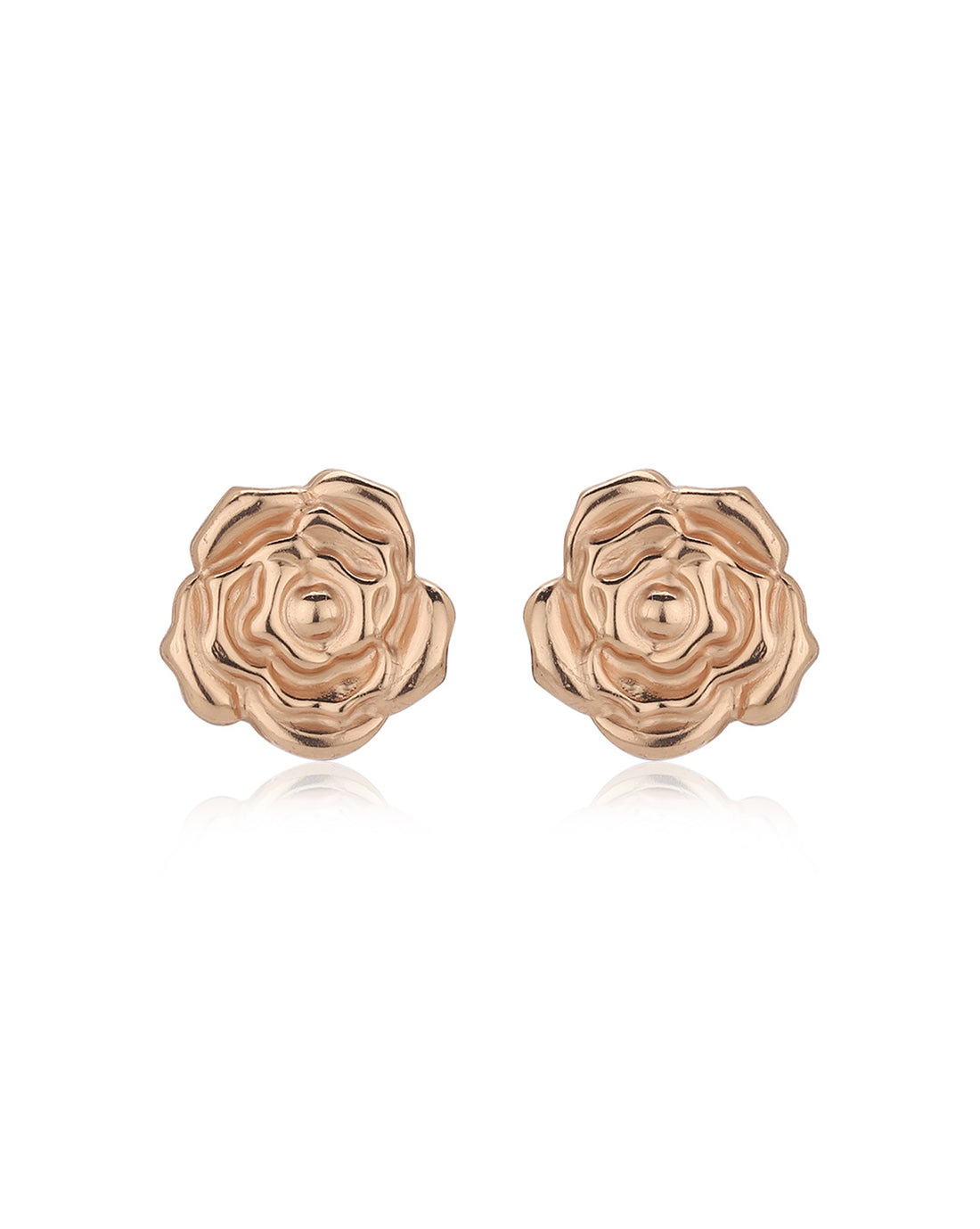 Carlton London 925 Sterling Silver Rose Gold Plated Rose Stud Earring For Women