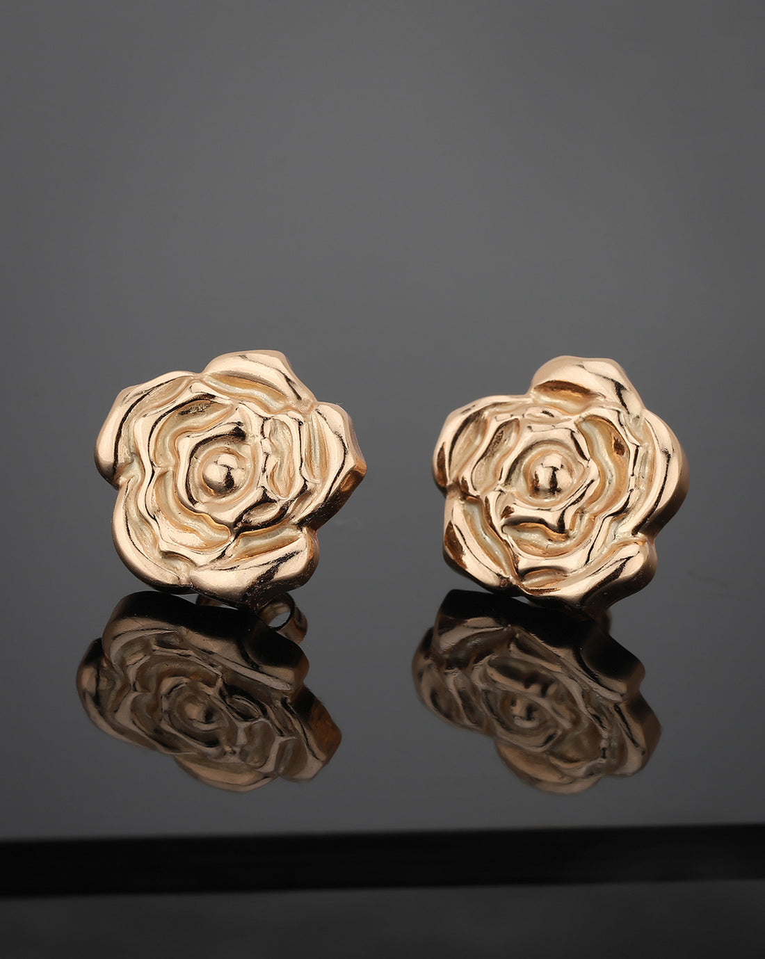 Carlton London 925 Sterling Silver Rose Gold Plated Rose Stud Earring For Women