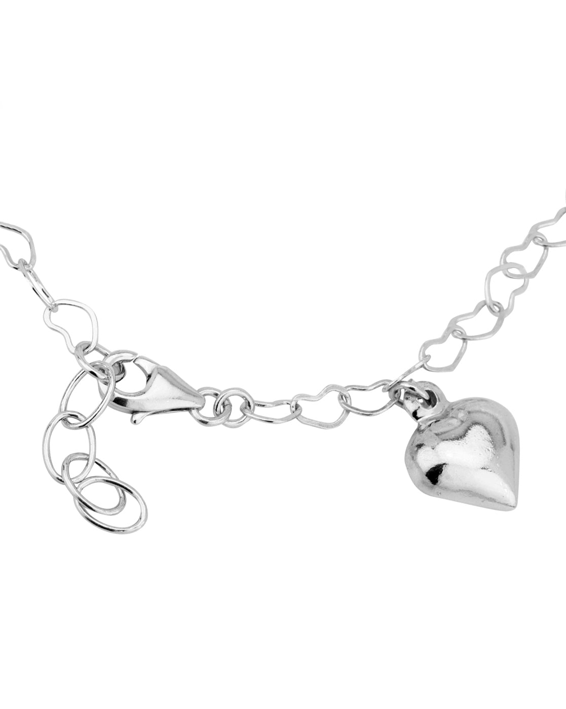 Carlton London 2 Toned Rhodium Plated Love with Heart Charm Bracelet –  Carlton London Online