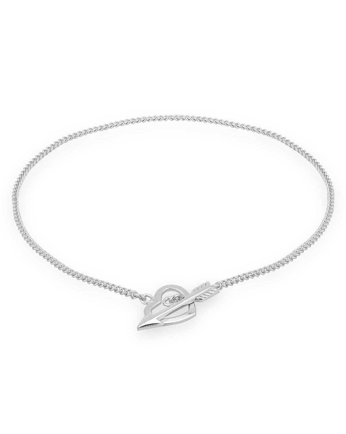 Carlton London Rhodium Plated Heart With Arrow Bracelet For Women