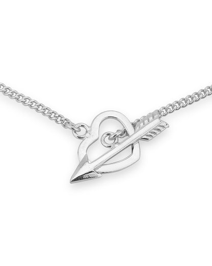 Carlton London Rhodium Plated Heart With Arrow Bracelet For Women